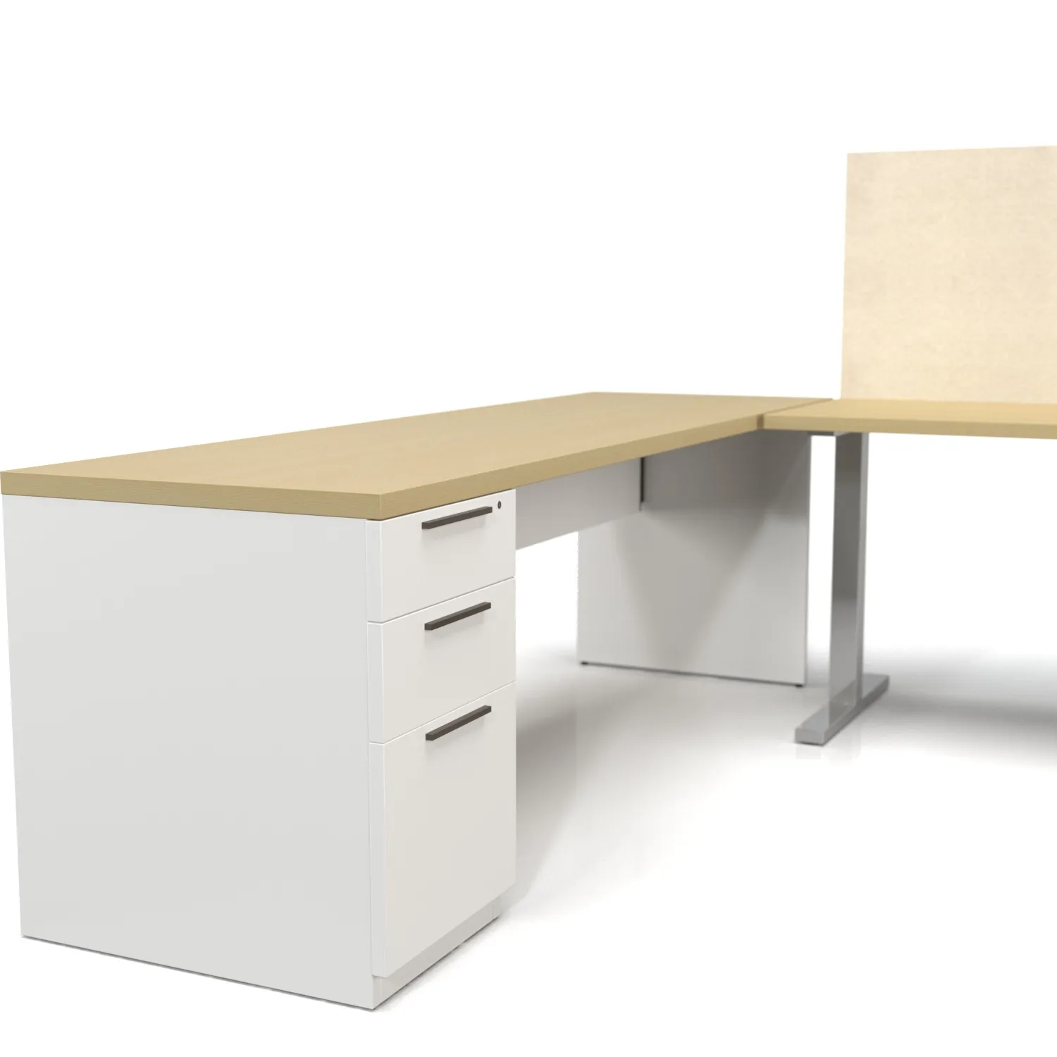 L Shape Adjustable Office Desk And Table PBR 3D Model_05